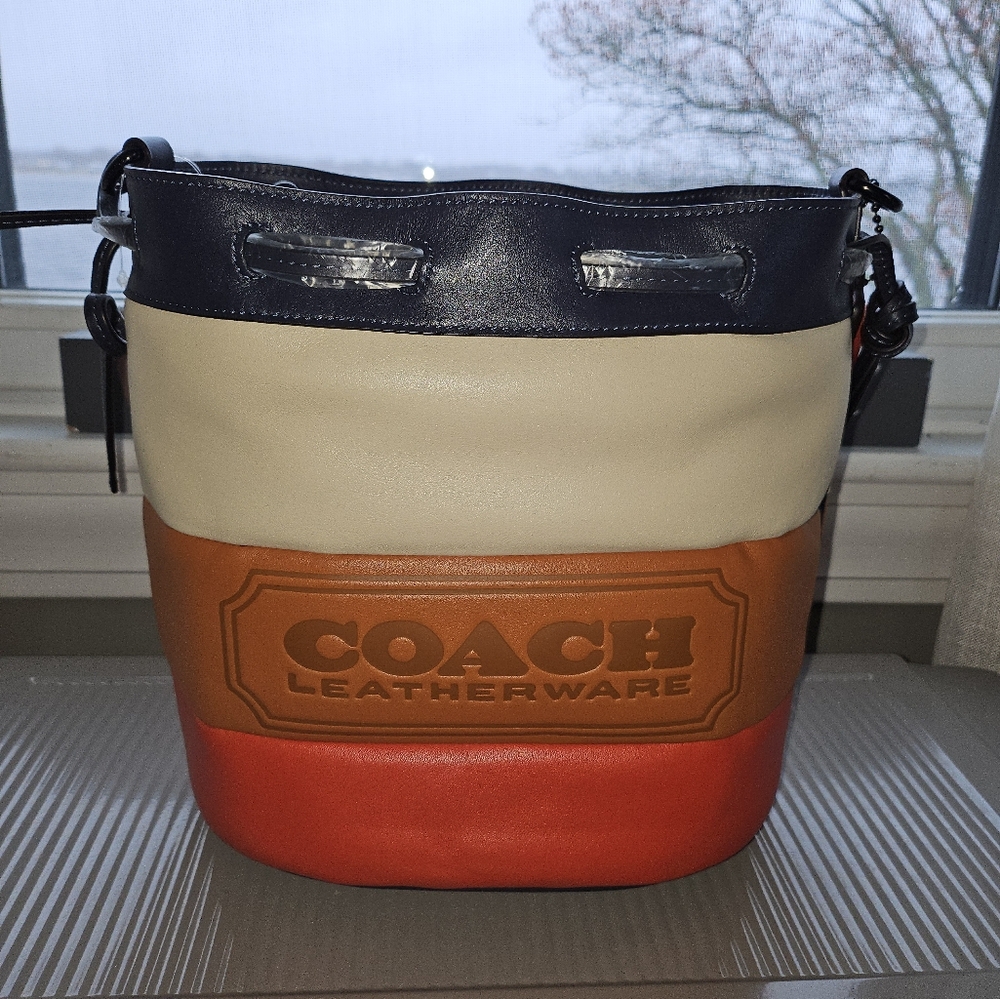 Coach Field Color Block Leather Bucket Bag